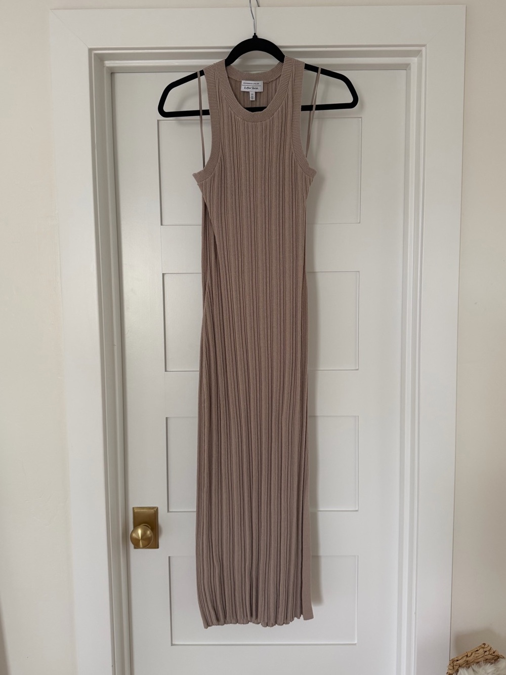 & Other Stories Ribbed Sleeveless Maxi Dress in Taupe Beige